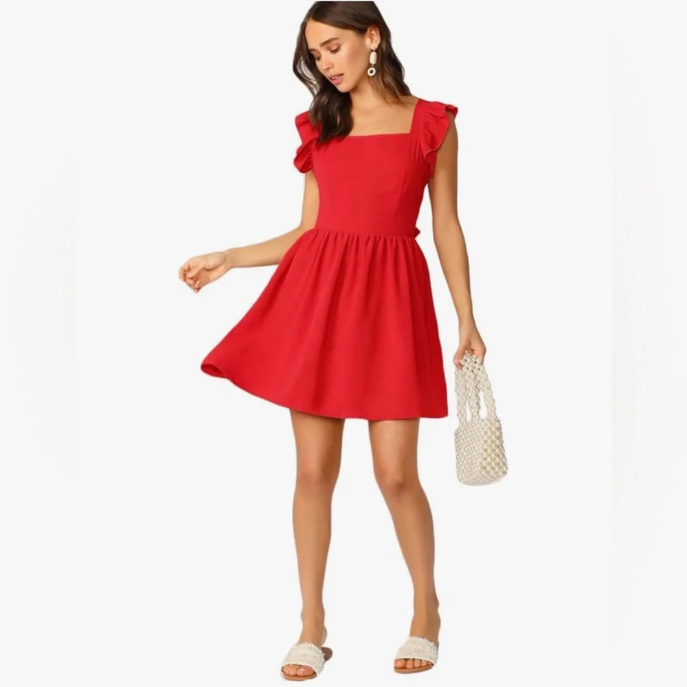 Red Ruffle Dress - Picture 3 of 9